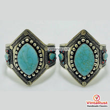 Load image into Gallery viewer, Handmade Turquoise Stone Statement Cuff Bracelet