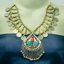 Load image into Gallery viewer, Handmade Vintage Coins Necklace Stones