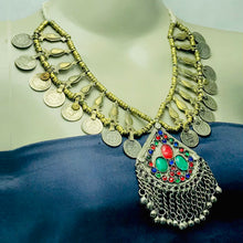 Load image into Gallery viewer, Handmade Vintage Coins Necklace Stones