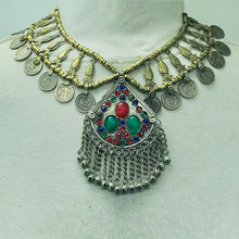 Load image into Gallery viewer, Handmade Vintage Coins Necklace Stones