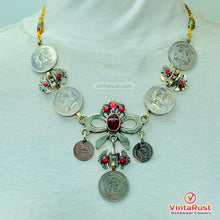 Load image into Gallery viewer, Handmade Vintage Coins Tribal Choker With Stone