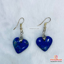 Load image into Gallery viewer, Heart Shaped Lapis Lazuli Drop Earrings