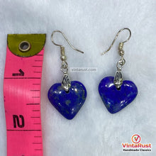 Load image into Gallery viewer, Heart Shaped Lapis Lazuli Drop Earrings