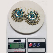 Load image into Gallery viewer, Hoop Earrings Embellished with Bells and Glass Stones