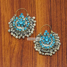 Load image into Gallery viewer, Hoop Earrings Embellished with Bells and Glass Stones