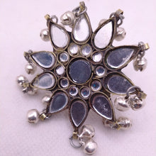 Load image into Gallery viewer, Glass Stone Ring With Dangling Silver Bells