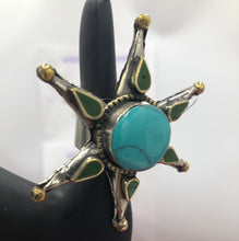 Load image into Gallery viewer, Turquoise Stone Star Ring, Star Massive Ring