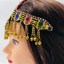 Load image into Gallery viewer, Golden Tribal Matha Patti With Glass Stones