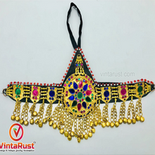 Load image into Gallery viewer, Golden Tribal Matha Patti With Glass Stones