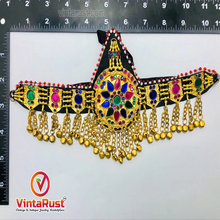 Load image into Gallery viewer, Golden Tribal Matha Patti With Glass Stones