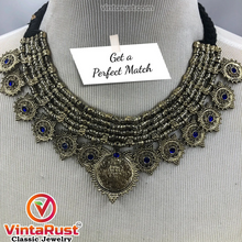 Load image into Gallery viewer, Vintage Multilayer Coins Necklace With Blue Glass Stones