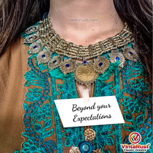 Load image into Gallery viewer, Vintage Multilayer Coins Necklace With Blue Glass Stones