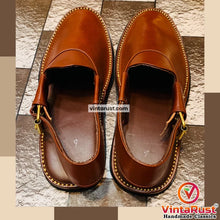 Load image into Gallery viewer, Dark Shiny Brown Leather Peshawari Men's Chappal
