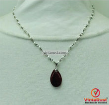 Load image into Gallery viewer, Handmade Necklace with Agate Stone Teardrop Pendant on Pearl Chain