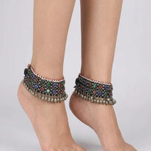 Load image into Gallery viewer, Multicolor Tribal Kuchi Boho Bells Anklets