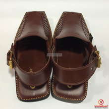 Load image into Gallery viewer, Dark Brown Leather Peshawari Chappal with Durable Sole