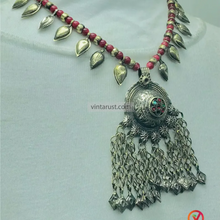 Load image into Gallery viewer, Handmade Tribal Necklace with Red and Gold Beads