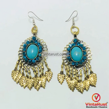 Load image into Gallery viewer, Turquoise Handmade Kuchi Boho DangleChandelier Earrings