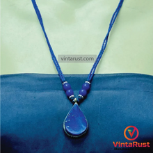 Load image into Gallery viewer, Lapis Lazuli Tear Drop Shape Pendant Necklace
