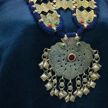 Load image into Gallery viewer, Blue Beaded Turkmen Vintage Massive Pendant Necklace