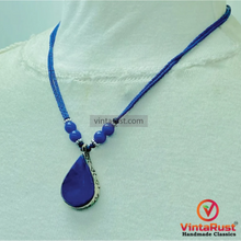 Load image into Gallery viewer, Lapis Lazuli Tear Drop Shape Pendant Necklace