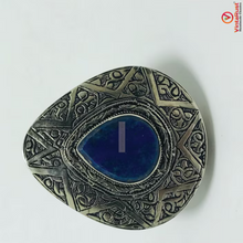 Load image into Gallery viewer, Silver Boho Adjustable Ring with Blue Gemstone