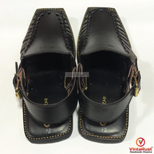 Load image into Gallery viewer, Men’s Handmade Black Peshawari Chappal