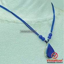 Load image into Gallery viewer, Lapis Lazuli Tear Drop Shape Pendant Necklace