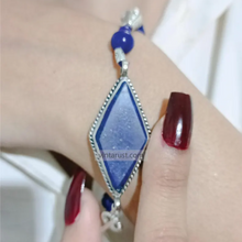 Load image into Gallery viewer, Handcrafted Lapis Bracelet, Bohemian Silver Kuchi Bracelet