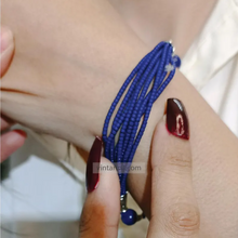 Load image into Gallery viewer, Handcrafted Lapis Bracelet, Bohemian Silver Kuchi Bracelet