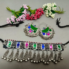Load image into Gallery viewer, Multicolor Kuchi Choker With Earrings