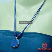 Load image into Gallery viewer, Natural Lapis Lazuli Round Pendant Necklace
