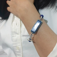 Load image into Gallery viewer, Handcrafted Lapis Bracelet, Bohemian Silver Kuchi Bracelet