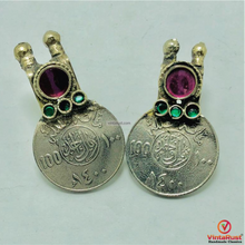 Load image into Gallery viewer, Vintage Coins Style with Glass Stones Earrings