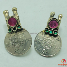 Load image into Gallery viewer, Vintage Coins Style with Glass Stones Earrings