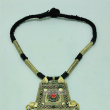Load image into Gallery viewer, Nomadic Afghan Big Pendant Necklace With Beaded Chain