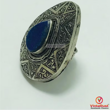 Load image into Gallery viewer, Lapis Lazuli Pendant Nenklace with Silver Blue Stone Ring