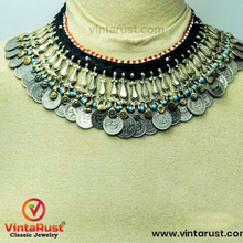 Load image into Gallery viewer, Boho Choker Necklace With Beads and Vintage Coins