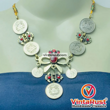 Load image into Gallery viewer, Handmade Vintage Coins Tribal Choker With Stone