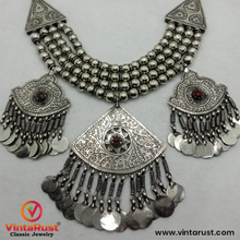Load image into Gallery viewer, Vintage Silver Kuchi Chokers With Dangling Pendants