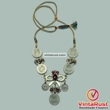 Load image into Gallery viewer, Handmade Vintage Coins Tribal Choker With Stone