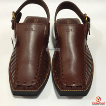 Load image into Gallery viewer, Dark Brown Leather Peshawari Chappal with Durable Sole