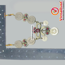 Load image into Gallery viewer, Handmade Vintage Coins Tribal Choker With Stone