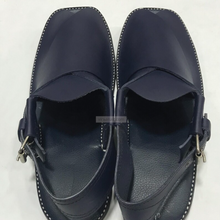 Load image into Gallery viewer, Handmade Blue Wide Round Peshawari Men's Chappal