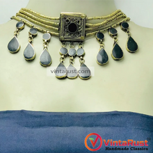 Load image into Gallery viewer, Black Tribal Stone Statement Choker Necklace