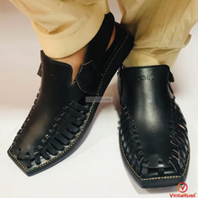 Load image into Gallery viewer, Men’s Handmade Black Peshawari Chappal