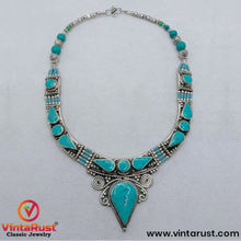Load image into Gallery viewer, Statement Turquoise Nepalese Tribal Choker Necklace