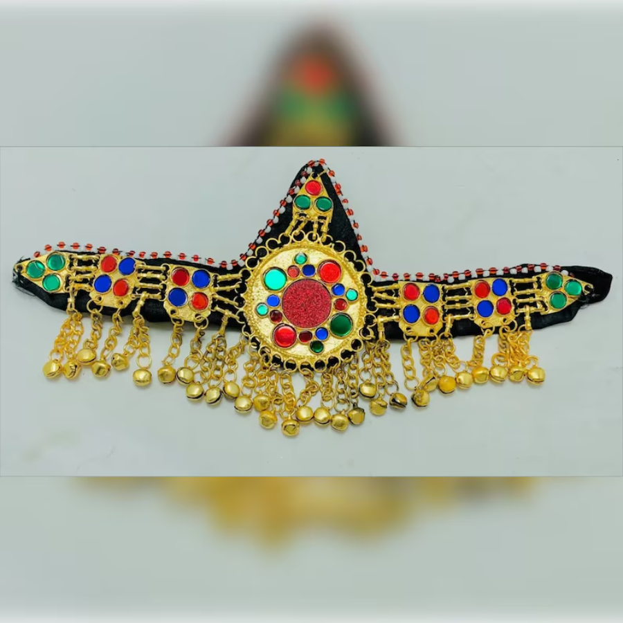Golden Unique Matha Patti, Handmade Afghan Head Piece, Ethnic Hair Ornament, Afghan Kuchi Headpiece: Tribal Silver Bell Matha Patti - Etsy main image 2