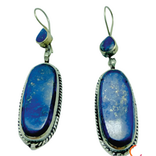 Load image into Gallery viewer, Lapis Lazuli Long Dangle Earrings with Gemstone Bracelet
