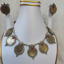 Load image into Gallery viewer, Antique Coins Necklace with earrings and ring Jewellery Set